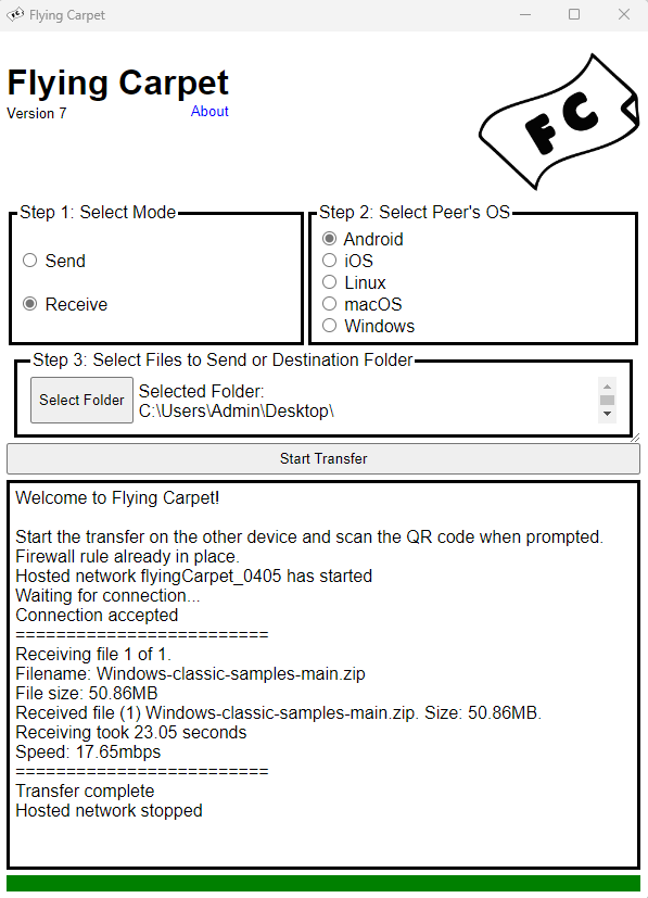 图片[1] - FlyingCarpet v9.0.0/v9.03 跨平台局域网文件传输工具 - 蚂蚁分享网